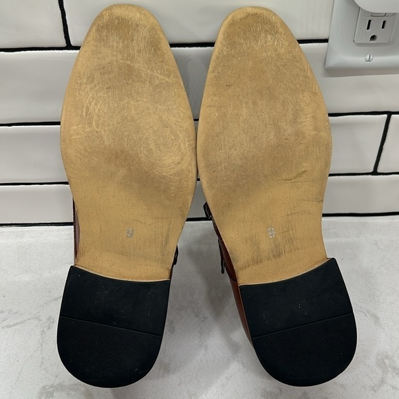 Gino Vitale Brown Monk Strap Brogue Wingtip Leather Men's Dress Shoe 9 - Picture 11 of 16